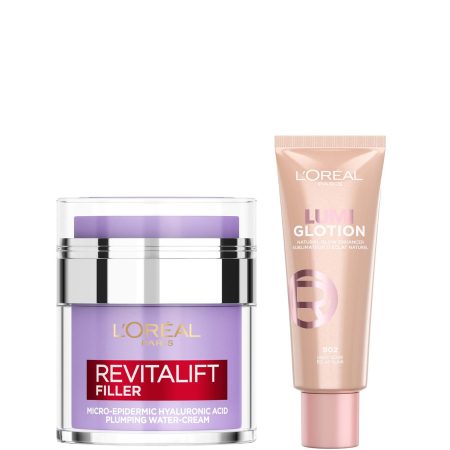 L'Oreal Paris Hyaluronic Filler Water Cream & Lumi Glotion Bundle (Various Shades) - 902 Light Glow