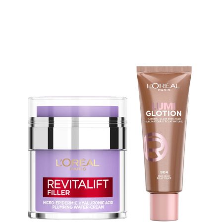 L'Oreal Paris Hyaluronic Filler Water Cream & Lumi Glotion Bundle (Various Shades) - 904 Deep Glow