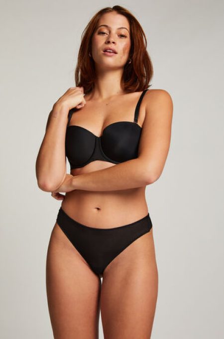 Hunkemöller Invisible string Stripe mesh Zwart