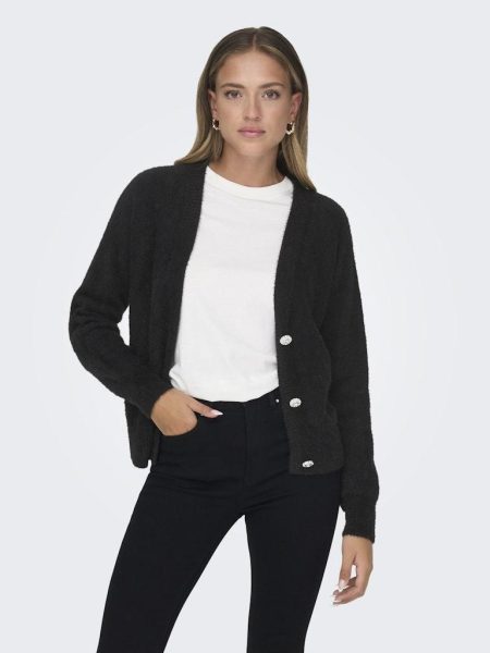 Only Onlella Piumo Ls Cardigan Nca Knt 15259564 Vest Black
