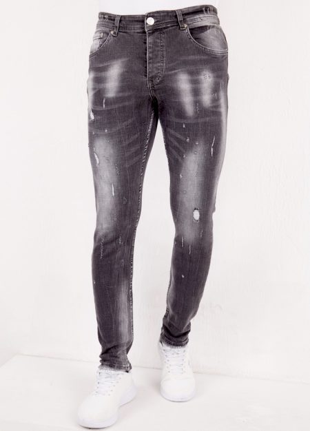 True Rise Slim fit jeans met scheuren slm