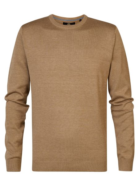 Petrol M-3040-kwr201 Knitwear Round Neck Basic Trui 7140 Oak