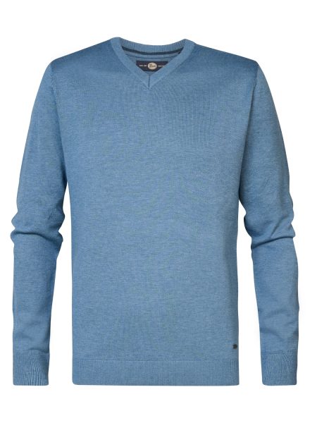 Petrol M-3040-kwv200 Knitwear V-neck Basic Trui 5183 Light Shadow