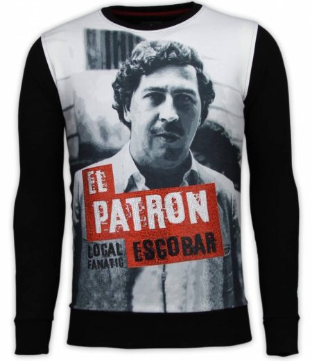 Local Fanatic El patron escobar digital rhinestone sweater