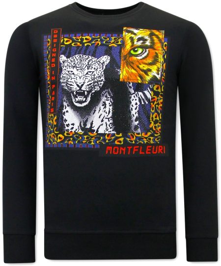Tony Backer Sweater met print tiger poster