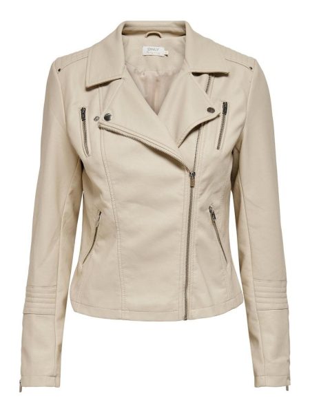 Only 15153079 Onlgemma Faux Leather Biker Leer En Leatherlook Silver Lining 15153079