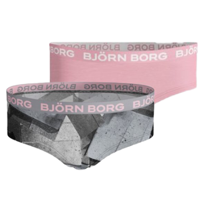 Bjorn Borg Björn Borg Meisjes Hipster 2-pack – Zacht Katoen – Roze&Grijze Geoprint Maat 110-116 Female