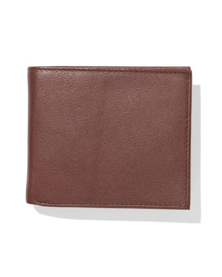 HEMA HEMA Billfold Portemonnee Laag Leer Bruin