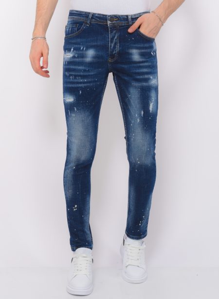 Local Fanatic Men's paint splatter stonewashed jeans slim fit