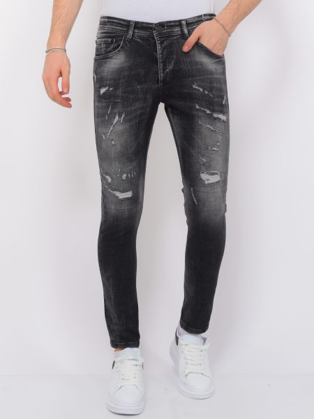 Local Fanatic Destroyed jeans with paint splatter slim fit