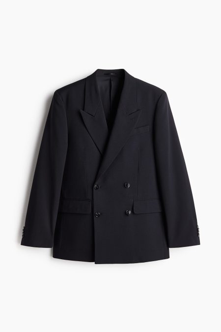 H & M - Double-breasted colbert - Relaxed Fit - Blauw