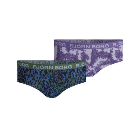 Björn Borg - Meisjes - Panterprint Hipster 2-Pack - Blauw/Groen/Multicolour/Paars - Maat 110-116