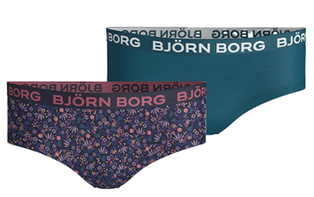 Björn Borg - Meisjes - Bloemenprint Hipster 2-Pack - Blauw/Multicolour/Roze/Zwart - Maat 158-164