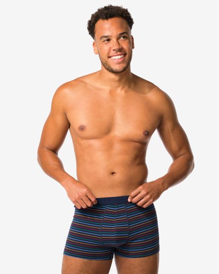 HEMA Korte Herenboxers Katoen Stretch Strepen - 3 Stuks Donkerblauw (donkerblauw)