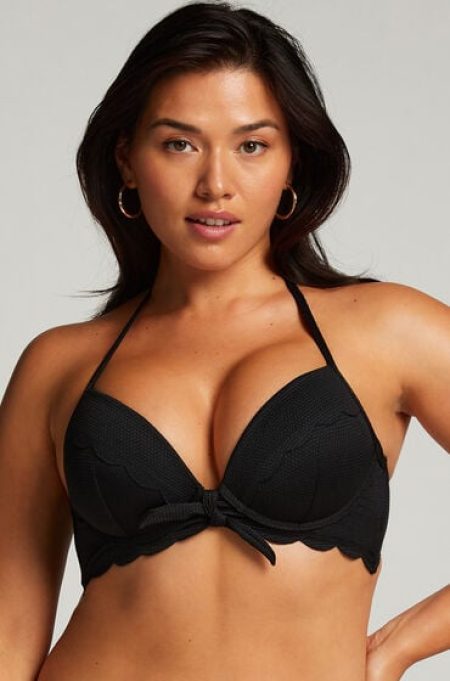 Hunkemöller Voorgevormde push-up beugel bikinitop Scallop Cup A - E Zwart