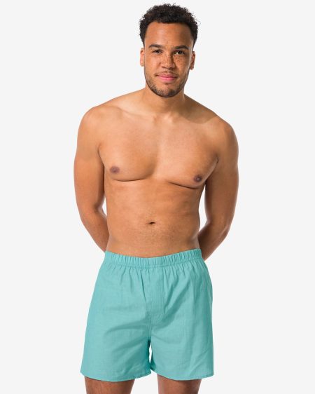 HEMA HEMA Losse Herenboxer Chambray Groen (groen)
