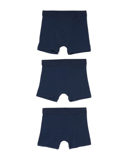 HEMA HEMA Kinder Boxers Basic Stretch Katoen - 3 Stuks Blauw (blauw)