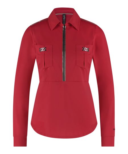 Zip73 Top Rits L.mouw Lipstick Red W24/623/03/610 T-shirt Lange Mouw 610 Lipstick Red