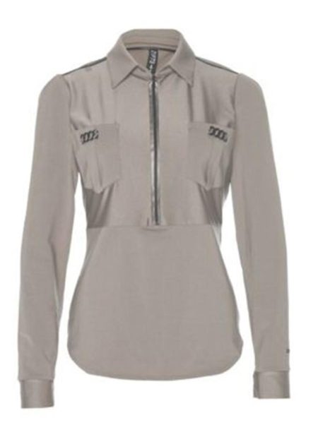 Zip73 Top Rits L.mouw Zw/champagne W24/623/08/009 T-shirt Lange Mouw 009 Champagne