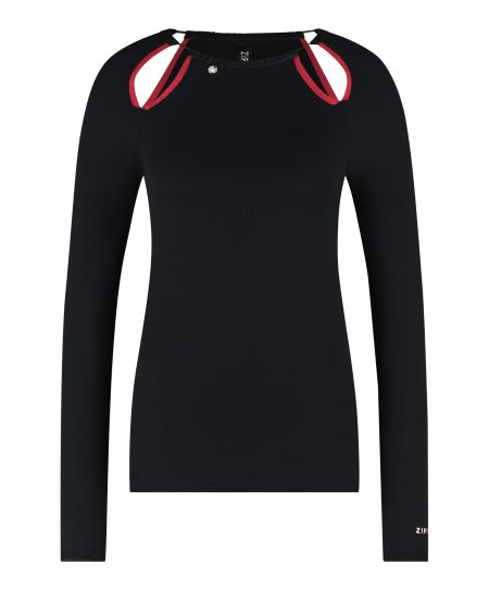 Zip73 Female Shirts En Tops Top Cut-out Zwart/lipstick Red W24/628/02/019