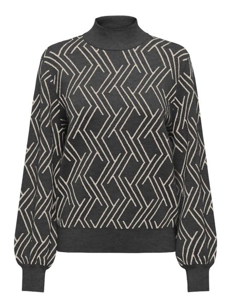 Only Onlanny Ls Jq O-neck Knt 15327635 Trui Dark Grey Melange Whitecap Gray