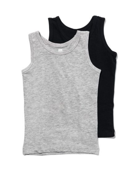 HEMA HEMA Kinderhemden - 2 Stuks Grijsmelange (grijsmelange)