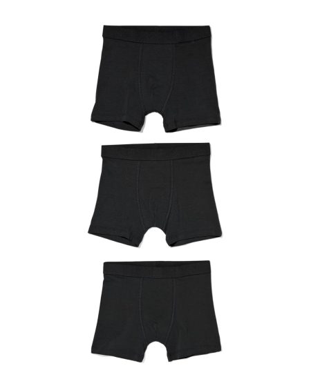 HEMA HEMA Kinder Boxers Basic Stretch Katoen - 3 Stuks Zwart (zwart)