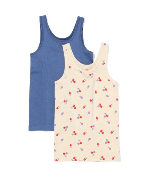 HEMA HEMA Kinderhemden Stretch Katoen Kersen - 2 Stuks Blauw (blauw)