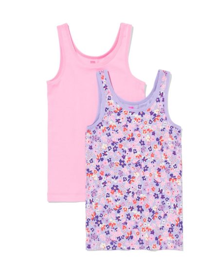 HEMA HEMA Kinderhemden Stretch Katoen Bloemen - 2 Stuks Roze (roze)