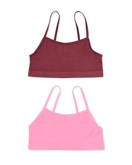 HEMA HEMA Kindertops Naadloos Rib - 2 Stuks Bruin (bruin)