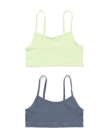 HEMA HEMA Kindertops Rib Naadloos - 2 Stuks Lime (lime)