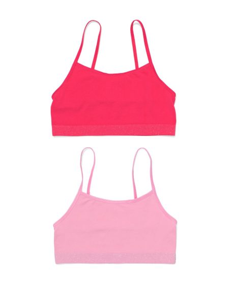 HEMA Kinder Soft Tops Naadloos Met Glitters - 2 Stuks Roze (roze)