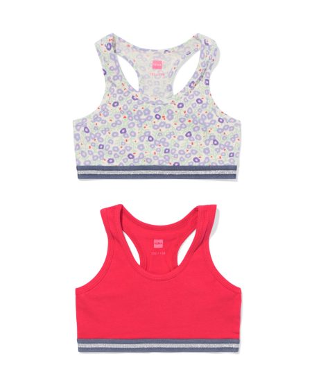 HEMA HEMA Kinder Crop Top Bloem - 2 Stuks Roze (roze)