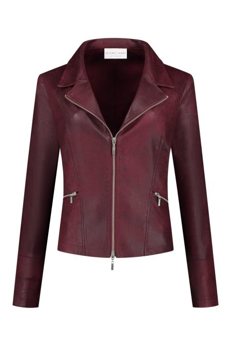 Helena Hart 7288 Zipper Biker Jackets Wine