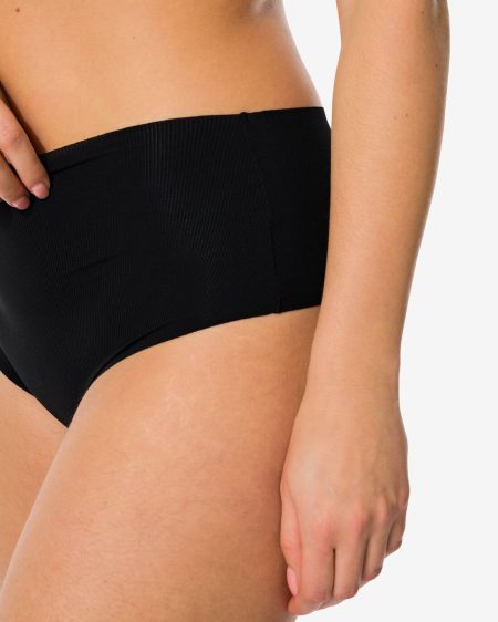 HEMA HEMA Damesstring Hoge Taille Micro Rib Ultimate Comfort Zwart (zwart)