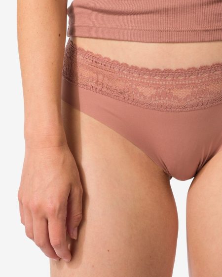 HEMA HEMA Dames Brazilian Micro Met Kanten Tailleband Lichtbruin (lichtbruin)