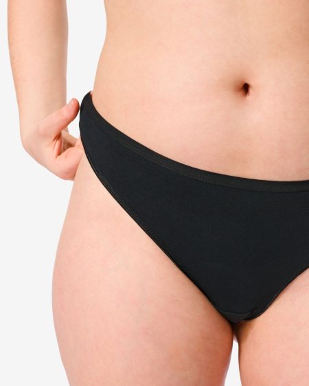 HEMA HEMA Damesstring Katoen - 2 Stuks Zwart (zwart)