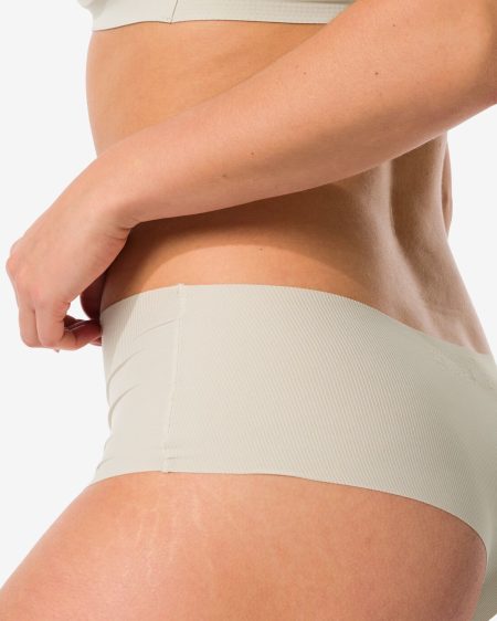 HEMA HEMA Damesstring Hoge Taille Micro Rib Ultimate Comfort Gebroken Wit (gebroken wit)