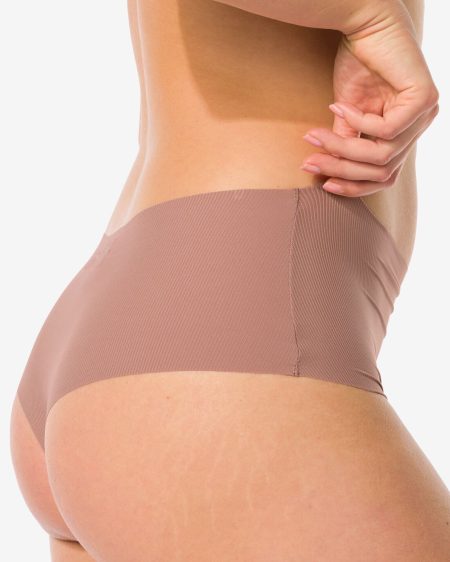 HEMA HEMA Damesstring Hoge Taille Micro Rib Ultimate Comfort Lichtbruin (lichtbruin)