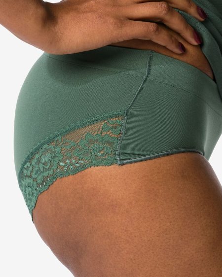 HEMA HEMA Dameshipster Naadloos Micro Met Kant Donkergroen (donkergroen)