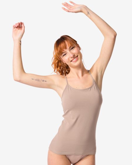 140 Dameshemd Katoen Spaghettibandjes Beige (beige)