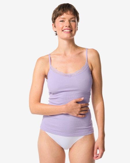 140 Dameshemd Spaghettibandjes Met Kant Lavendel (lavendel)