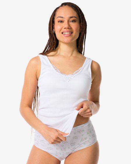 HEMA HEMA Dameshemden Met Kant - 2 Stuks Wit (wit)