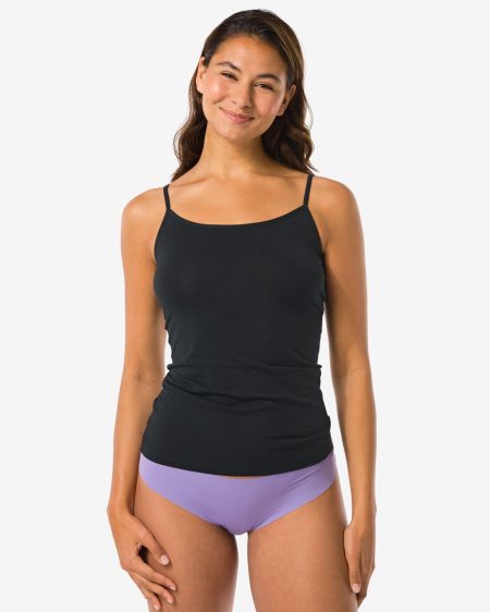 HEMA HEMA Dameshemd Katoen Spaghettibandjes Zwart (zwart)