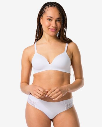 HEMA Dames Brazilian Micro Met Kanten Inzet Wit (wit)