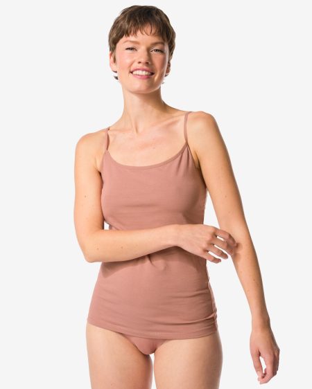 140 Dameshemd Katoen Spaghettibandjes Lichtbruin (lichtbruin)