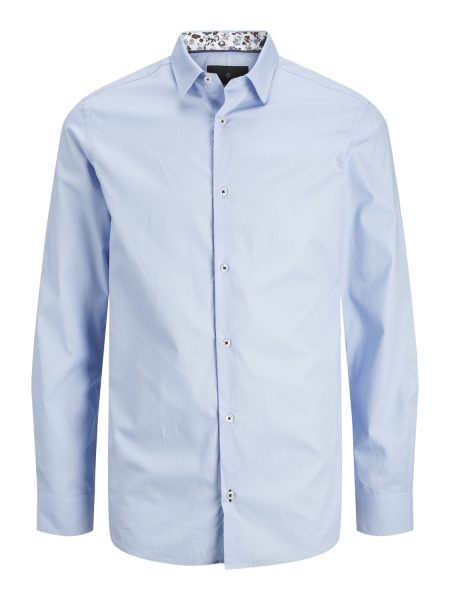 J&j Premium Jprblaleeds Print Dobby L/s Shirt Ln 12268132 Overhemd Chambray Blue Comfort Fit