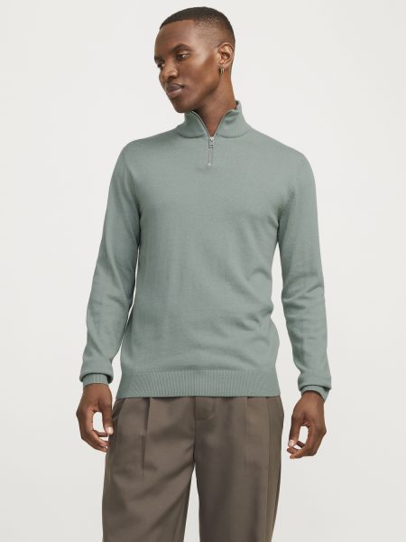 Jack & Jones Jjeemil Knit Half Zip Noos 12189339 Trui Iceberg Green