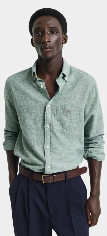 Gant Casual hemd lange mouw Groen REG COTTON LINEN SHIRT 3250082/318
