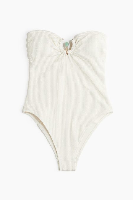 H & M - Bandeaubadpak met padded cups - Wit